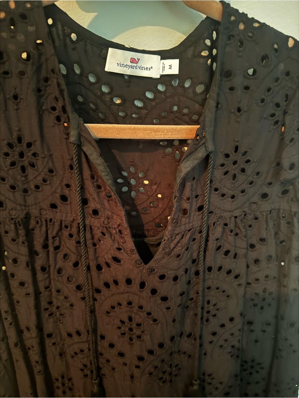 Vineyard Vines Black Eyelet Dress with Drawstring